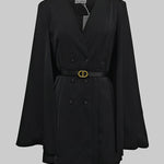 Cape Split-Joint Tied Waist V-Neck Mini Dresses
