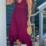 GARNET CROCHET TOP HIGH LOW DRESS