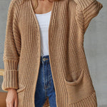loose mid length sweater cardigan coat large size casual