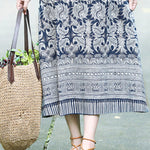 Vintage Cotton Blend Printing Midi Dresses