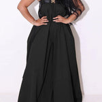 Loose Sleeveless Belted Pleated Pockets Solid Color Tube Jumpsuits