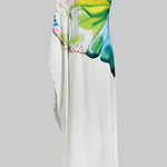 Long Sleeves Loose Asymmetric Flower Print One-Shoulder Maxi Dresses