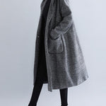 Loose Plaid Woolen Hood Coat