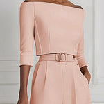Half Sleeves Solid Color Split-Joint Off-The-Shoulder T-Shirts Tops
