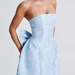 Sexy fashion jacquard tube top bow short dress