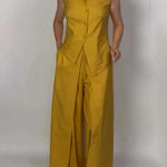 Loose Wide Leg Pockets Solid Color Pants Trousers