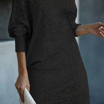 Solid Sequined Off-shoulder Loose Mini Dress