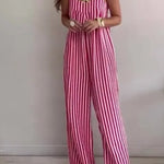 Women's Loose Casual Striped Jumpsuit