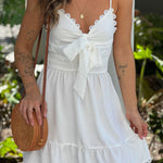OFF WHITE SHORT DRESS WITH BOW