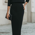 Boat Neck Top And Midi Skirt Set