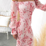 Shine Bright Floral Off Shoulder Smocked Waist Midi Dress