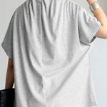 Loose Short Sleeves Solid Color Stand Collar T-Shirts Tops