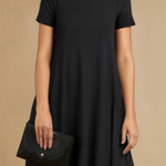 Loose Short Sleeves Solid Color Stand Collar Maxi Dresses