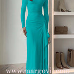 Long Sleeves Draped Slit Maxi Party Dress (7 Colors Available!)