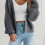 Women Open Front Button Down knit Fall Sweater Cardigan