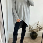 Perfect Winter Walks Knit Turtleneck High-low Hem Loose Midi Sweater