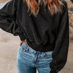 Black Casual One Strap V-shape Open Back Sweatshirt
