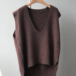 Knitting Irregularity Solid V-Neck Vest