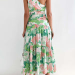 Mid-length off-the-shoulder sleeveless midi dress