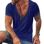 Men's Casual Cotton V Neck Short-Sleeved T-Shirt