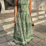 Strappy Backless Botanical Garden Print Maxi Dress