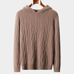 PURE CASHMERE CABLE KNIT HOODIE