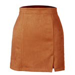 High-waist zipper autumn and winter A-line solid color skirt