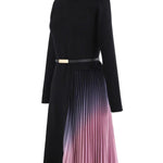 ROMANCE THAT WOWS PLEATED BELTED KNIT DRESS