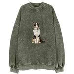 Attentive Australian Shepherd Sitting Upright Vintage Sweatshirt