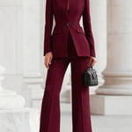 High Waisted Wide Leg Solid Color Pants Suits Bottoms