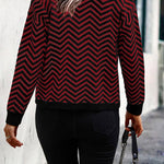 Long Sleeve V Neck Open Front Striped Knit Cardigan Sweaters