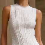 Timeless Cable-Knit Halter Maxi Dress