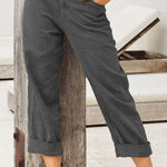 women's solid color cotton linen pants