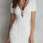 Vintage Cable Knit Slim-fit Mini Dress
