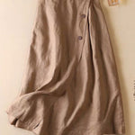 Simple Casual Loose Elasticity Ramie Cotton Skirt