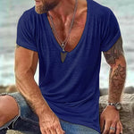 Men's Casual Cotton V Neck Short-Sleeved T-Shirt