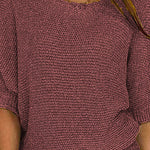 Margovil Round Neck 3/4 Sleeves Basic Knitting Sweater