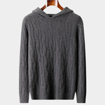 PURE CASHMERE CABLE KNIT HOODIE