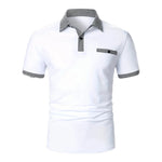 Men's Button Down Colorblock Sports Short Sleeve  Polo Shirt
