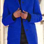 Retro Solid Color Button Stand Collar Wool Jacket