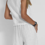 Women Casual Linen Waistcoat Two Set Suits
