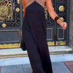 Stylish Crossover Backless Sleeveless Loose Maxi Dress