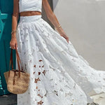 Next Trip Floral Embroidery Crochet Lace Crop Tank Top