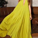 Sleeveless Solid Color Deep V-Neck Maxi Dresses