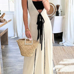 Contrast Self Tie Flowy Oversized Maxi Dress