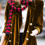 Golden velvet temperament party ladies mid-length suit jacket
