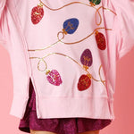 Christmas Lights Sequin Slit Pullover Sweatshirt
