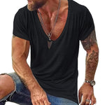 Men's Casual Cotton V Neck Short-Sleeved T-Shirt