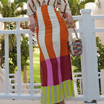 Margovil Knot Front Cut Out Puff Sleeves Side Slit Printed Midi Dress