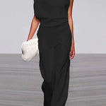 Margovil Cowl Neck One Shoulder Batwing Sleeve Party Suit